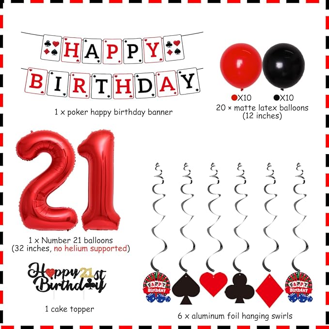 21th Casino Theme Party Decorations Poker Las Vegas Themed Birthday