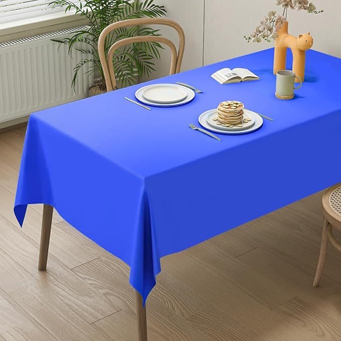 2 Packaging Blue Plastic Tablecloth, 54 inch x108 inch Rectangular