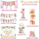 Baby Girl 1st Birthday Decorations Supplies Balloon Boxes Pink Gold