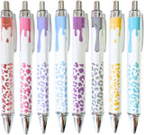 Cheetah Dripping Pens 8PC - Black Ballpoint Pens for Home & Office -