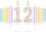 MTLEE Number 12 Birthday Candle with 12 Pcs Spiral Candles for Girls
