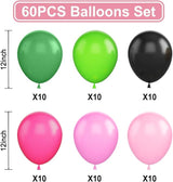 Black and Pink Green Balloons, 60PCS Witch Theme Party Balloon, 12