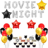 Movie Night Decorations Popcorn Star Foil Balloons for Birthday