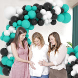 Teal Blue Black White Balloon Garland Arch Kit, 122PCS Teal Blue White