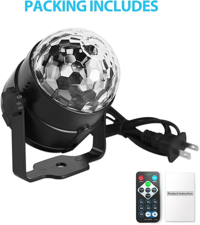 NEQUARE Disco Ball DJ Party Lights Sound Activated with Remote #3
