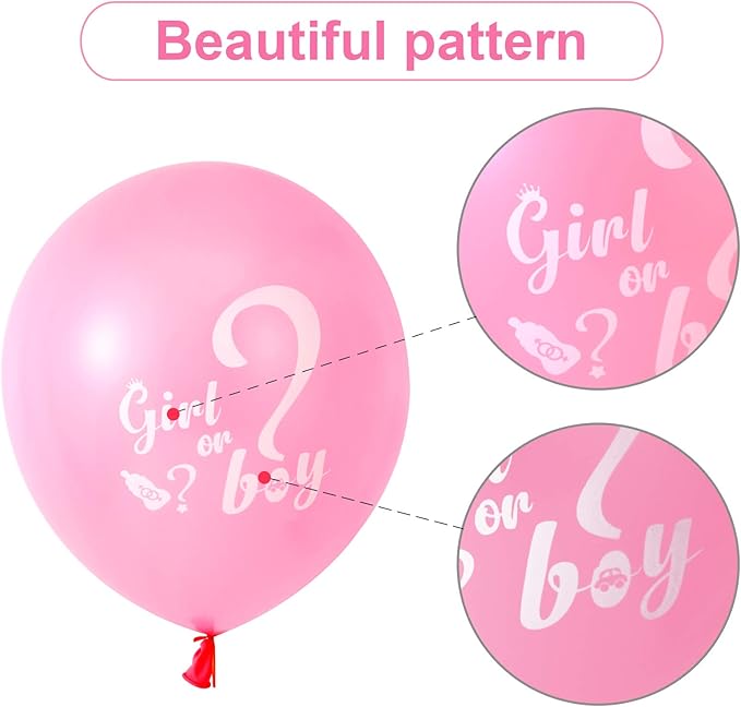 30 Pcs Gender Reveal Balloons Girl or Boy Latex Balloon 12 Inches