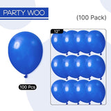 PartyWoo Royal Blue Balloons 100pcs 12 Inch Dark Blue Latex Helium