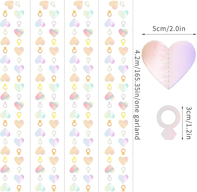 Engagement Bachelorette Party-Decorations Iridescent Heart-Ring