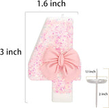 40th Birthday Number Cake Candles, Pink Bow, 2.76 inch, 2 Pack,