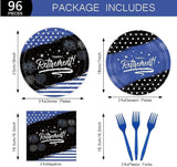 96Pcs Happy Retirement Party Decorations Black and Navy Blue Police