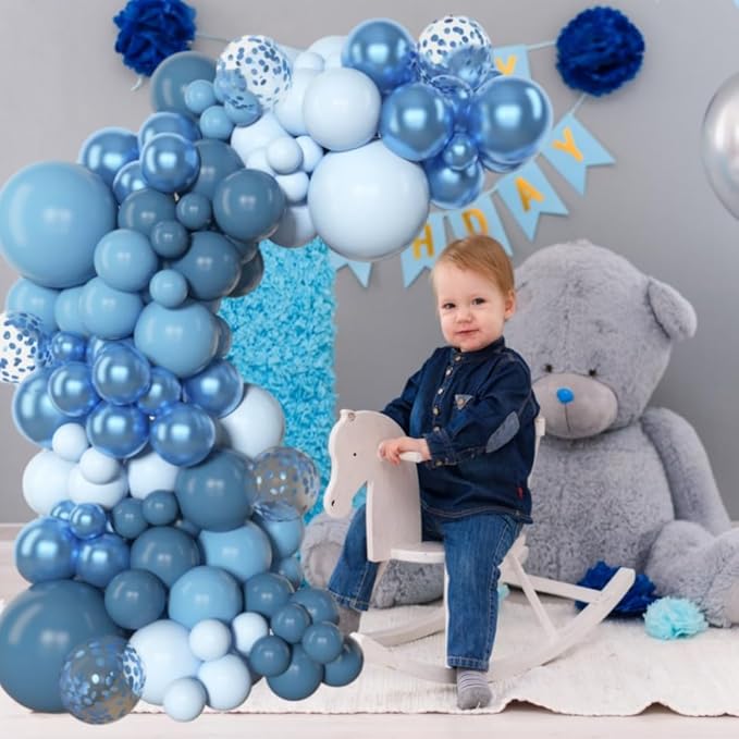 Amandir 153pcs Blue Balloon Garland Arch Kit, Different Sizes 18 12