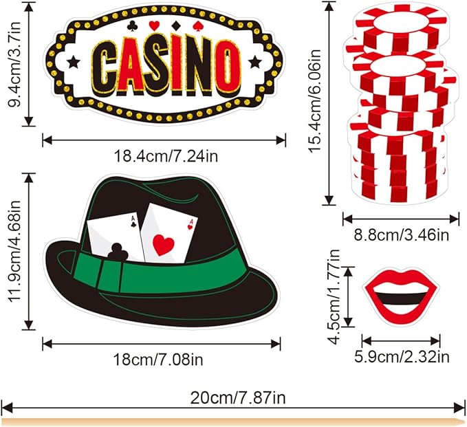 Casino Photo Booth Props Tumwisk 24PCS Casino Theme Party