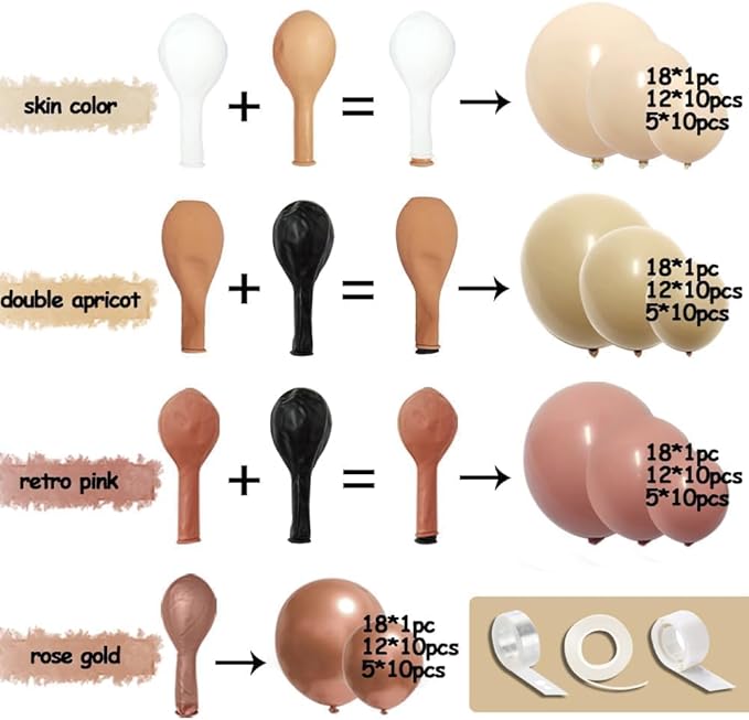 Boho Balloons Pink Nude Balloon Garland Double Stuffed Matte Cream