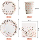 HOMIX 175 Pieces Rose Gold Party Supplies - Rose Gold Dot on White