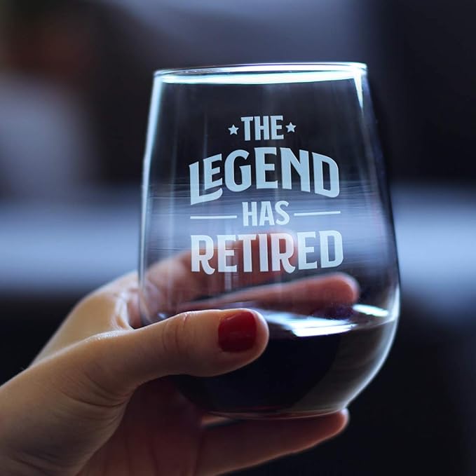 Bevvee Legend Has Retired - Stemless Wine Glass - Funny Retirement