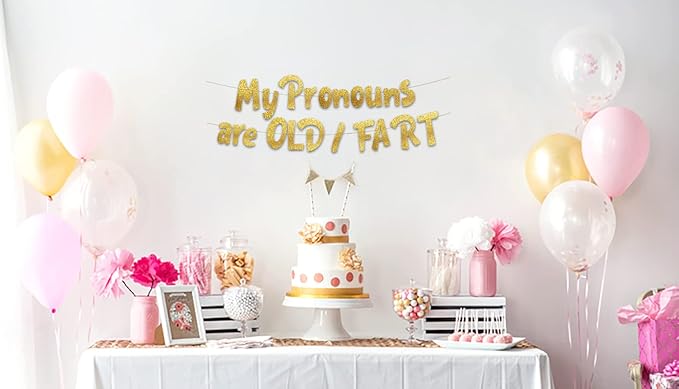 Pre-Strung Hilarious Adult Birthday Gold Glitter Banner - Funny