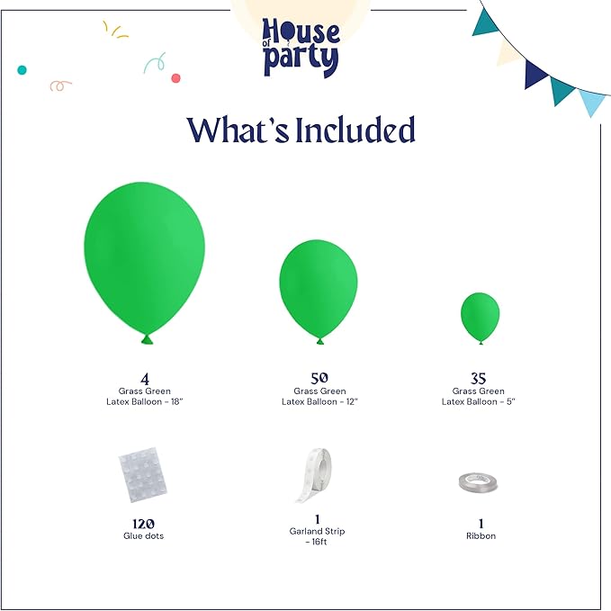 HOUSE OF PARTY Green Balloon Garland - Emerald Easter Green Balloons