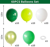 60PCS Green Party Balloons, Dark Green Emerald Green Lime Greens