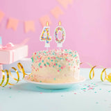 40th Birthday Candle for Cake, Colorful Macaron Numeral Candles for Wo