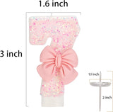 70th Birthday Candles for Cake, Pink Bow Number Cake Candles, 2.76