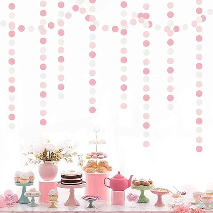 Light-Pink White Girls-Birthday Party-Decoration Garland - 52ft Baby