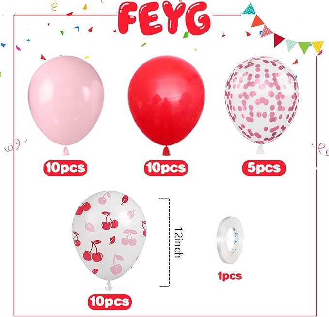 Red and Pink Cherry Balloons,12 Inch Red Pink Cherry Printed Balloon