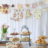SUNBEAUTY Tea Party Decoration Teapot Bunting Garland Spring Garden
