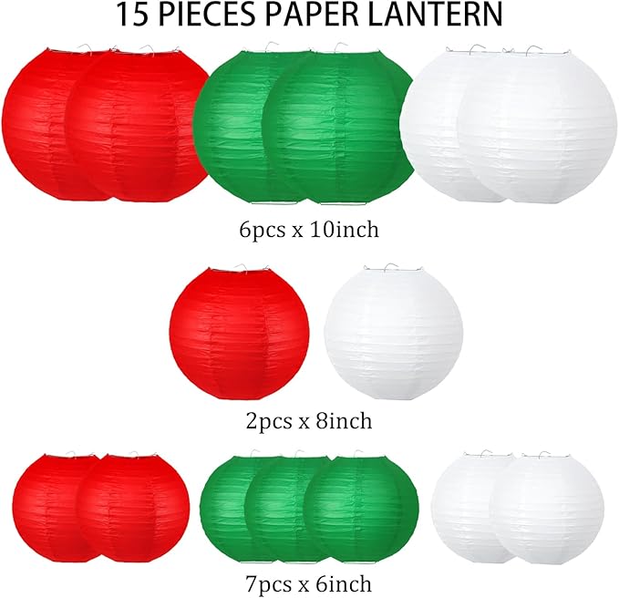 Christmas Party Decorations Red White Green Hanging Paper for Xmas