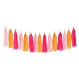 Hot-Pink Orange Fall Party-Decorations Tassel-Garland - 15pcs Groovy