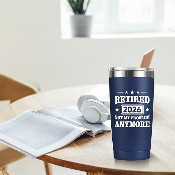Retirement Gifts for Men & Women 2026 20oz Navy Blue Tumbler Funny