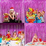 BRAVESHINE Hot Pink Tinsel Foil Fringe Curtains - 2Pcs 3.2x8.2ft