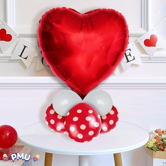 10Pcs 18 Inch Red Heart Balloons Valentine's Day Heart Shape Foil