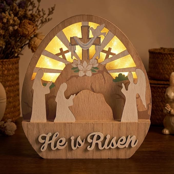Valery Madelyn Easter Decorations with LED Light Lighted Empty Tomb