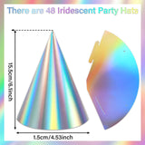 ZOIIWA 48 Pieces Iridescent Party Hats Rainbow Laser Themed Hat