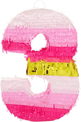 Number 3 Pinata Pink and Gold for Girls 3rd Birthday Party