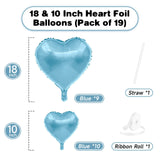 Blue Heart Balloons, 19PCS Light Blue Heart Shape Balloons, 18Inch