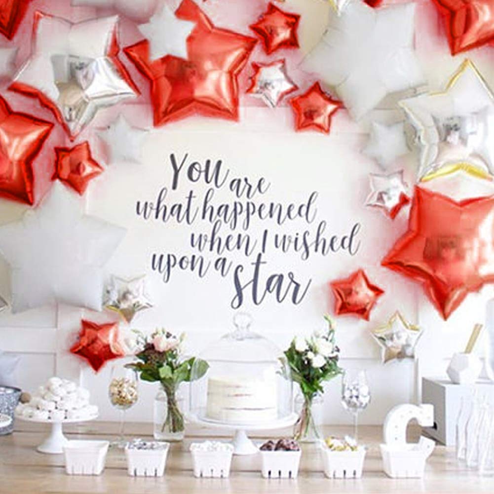 24 Pcs 18" Red Star Balloons Foil Balloons Mylar Balloon for Baby