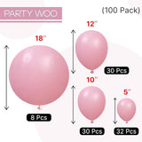 PartyWoo Mauve Balloons 100pcs Different Sizes of 18 12 10 5 Inch