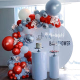 MEBAY Dusty Blue Gray Red Silver Balloon Arch Kit, 141 Pcs Dusty Blue