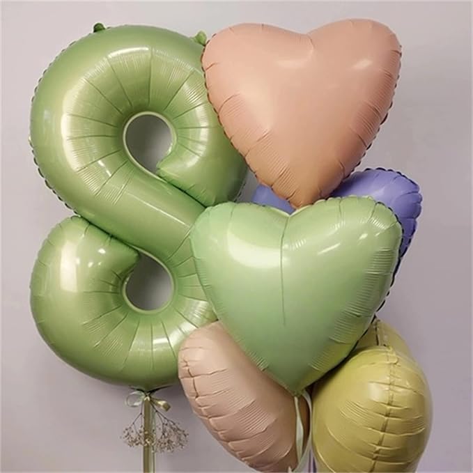 Sage Green Number 6 Balloons, 40 In Large Olive Green Number 6 Foil