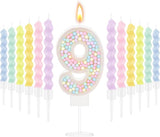 MTLEE Number 9 Birthday Candle with 12 Pcs Spiral Candles for Girls Ma