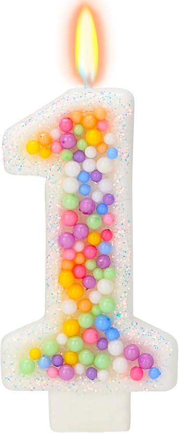 Birthday Candles for Boys/Girls - Number 1 Candle, Colorful Macaron