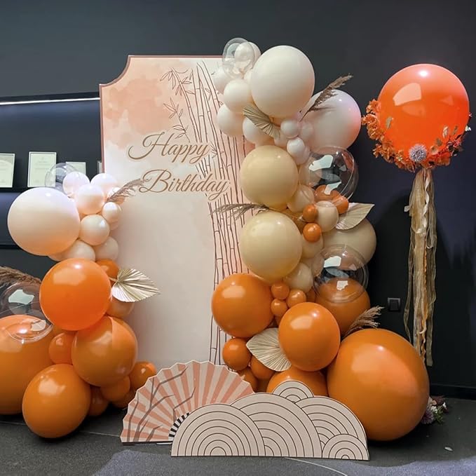 Burnt Orange Boho Balloon Garland Arch Kit 155Pcs Pastel Brown