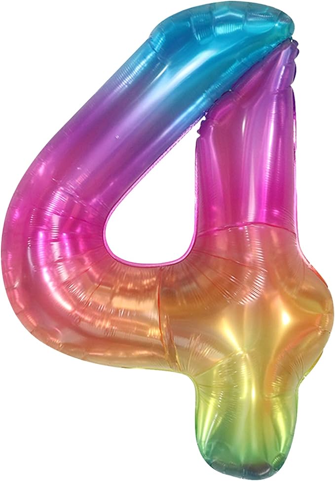 KatchOn, Giant Rainbow 4 Balloon Number - 40 Inch | Number 4 Balloons