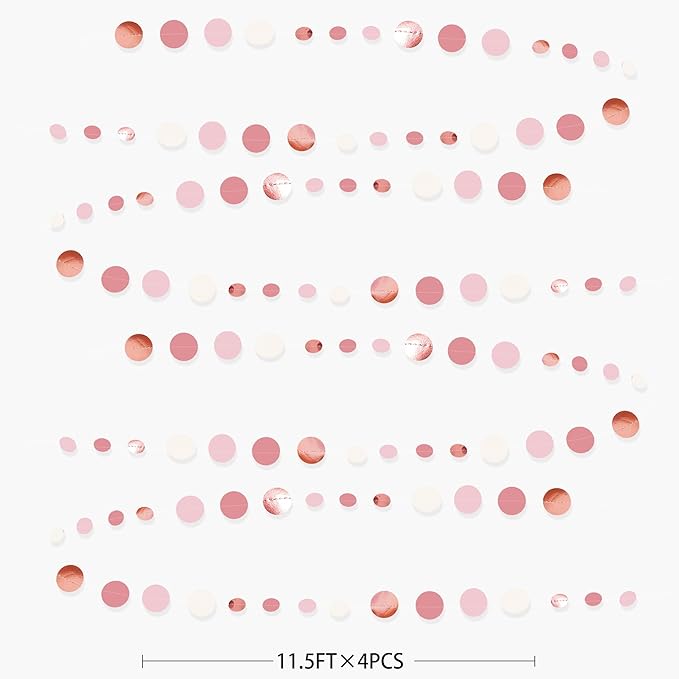 Rose Gold Party Decorations Dusty Pink Circle Dots Garland Blush