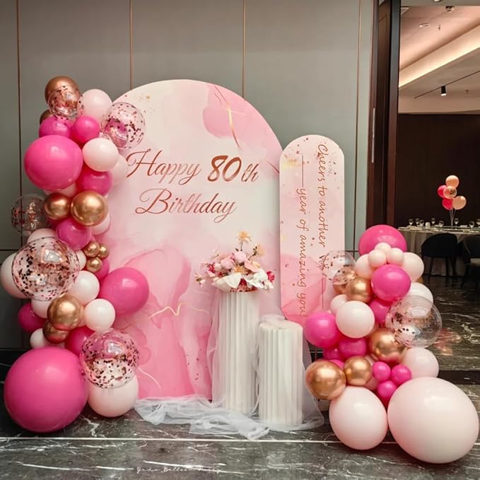 Pink and Rose Gold Balloon Garland Arch Kit 147Pcs Hot Pastel Pink