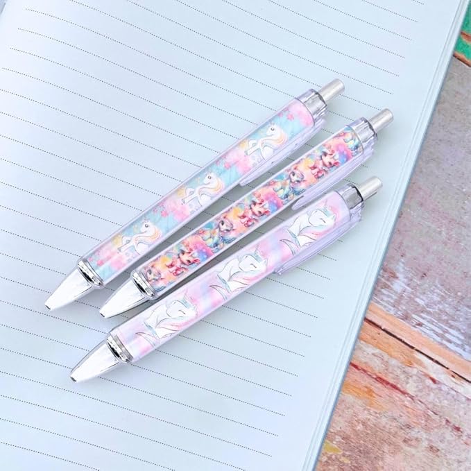 8PC Unicorn Pens Cute Cool Fun Rainbow Glitter Sparkle Animal Pen