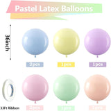 Bezente Pastel Balloons Latex Party Balloons 36 Inch - 8 Pack Jumbo