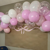 Pink Bow Balloons Light Pink and White Balloon 12inch Clear Bow