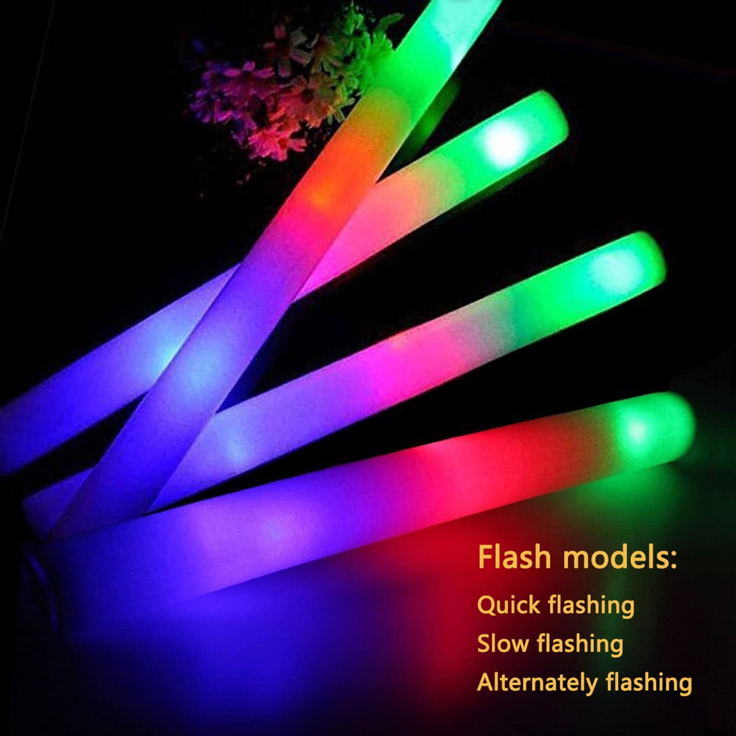 ColorHome Glow Sticks Bulk-36 Pcs LED Foam Sticks Glow in The Dark